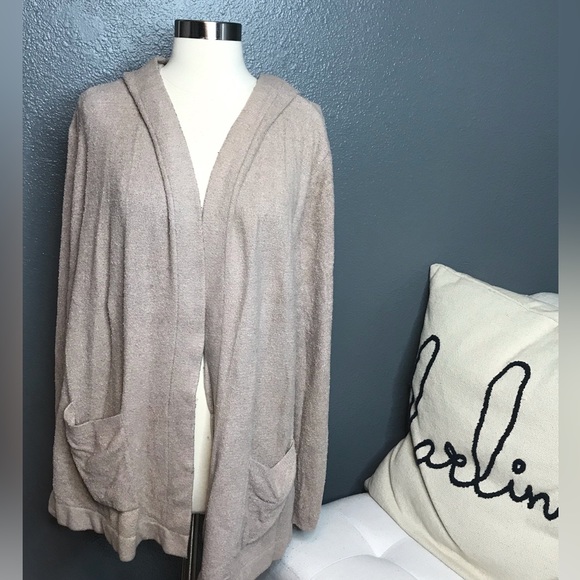 Barefoot dreams tan cozy chic hooded sweater size XL - Picture 3 of 6